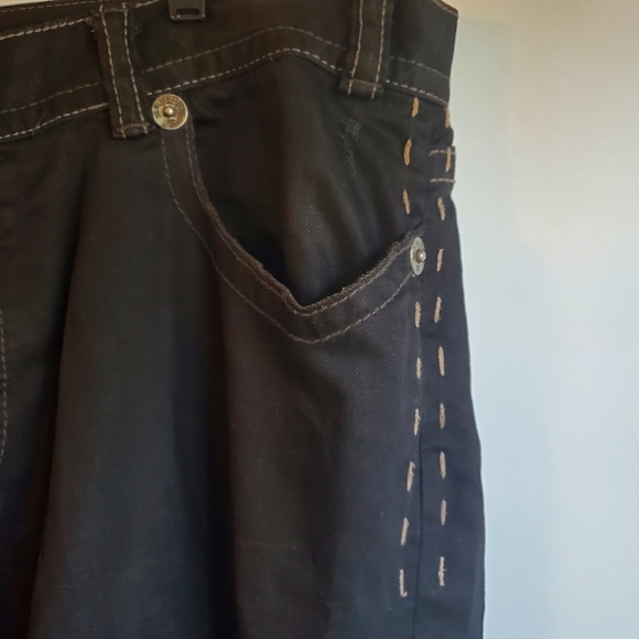 MEK USA DNM OAXACA BOOTS CUT BLACK WITH GOLD JEANS SIZE 42X34 - Picture 2 of 13